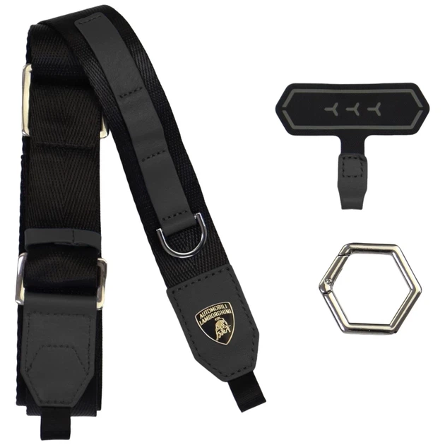 Универсальный ремешок Lamborghini D1 Crossbody Webbing Strap Black (LB-CBLWSGL-TE/D1-BK) - изображение 2