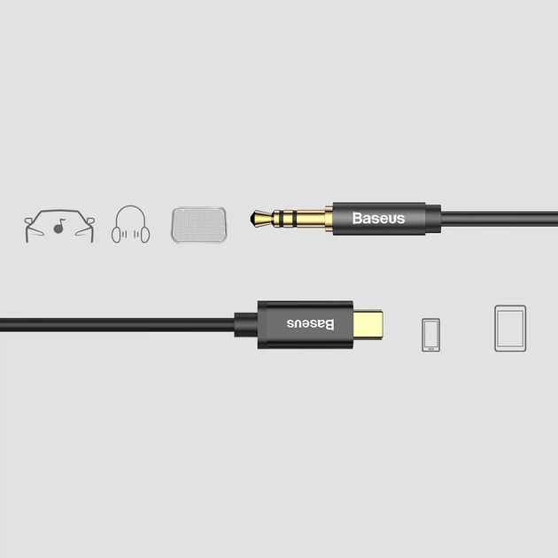 Кабель Baseus Yiven USB-C to 3.5mm Jack 1.2m Black (CAM01-01) - изображение 10