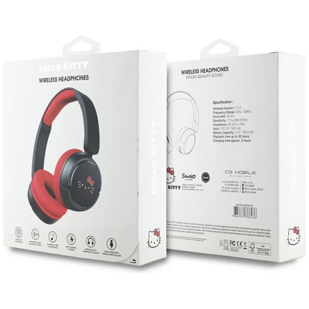 Наушники Hello Kitty Face Logo Bluetooth Red (HKOBHV6ROKFR) - изображение 5