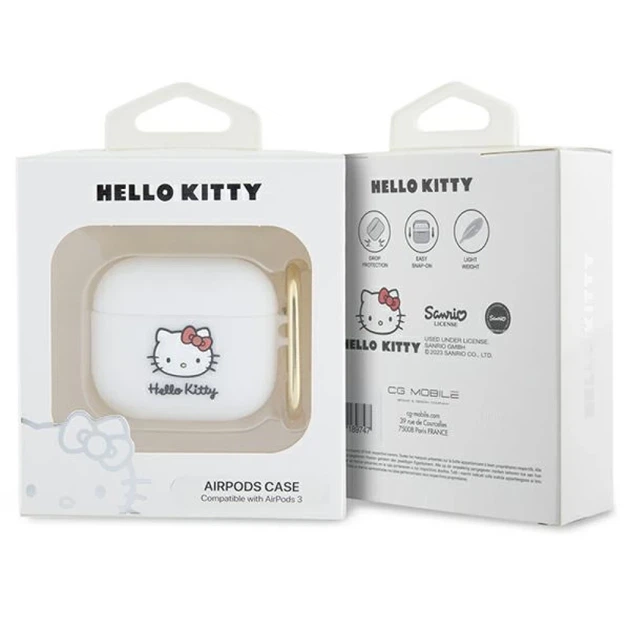 Чехол для наушников Hello Kitty Silicone 3D Kitty Head для AirPods 3 White (Hel000076-0) - изображение 3