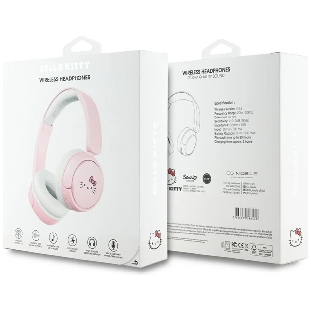 Наушники Hello Kitty Face Logo Bluetooth Pink (HKOBHV6ROKFP) - изображение 5