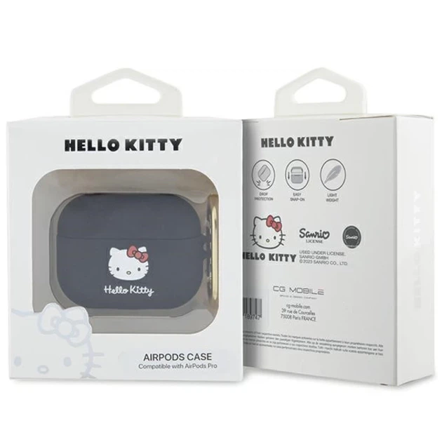 Чехол для наушников Hello Kitty Silicone 3D Kitty Head для AirPods Pro Black (HKAP3DKHSK) - изображение 3