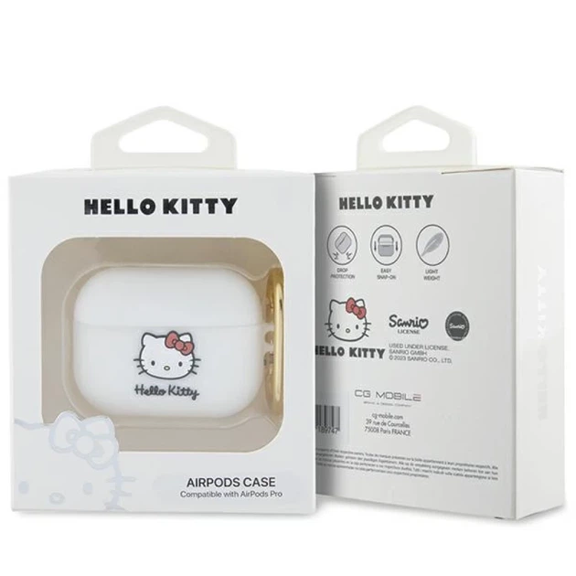 Чехол для наушников Hello Kitty Silicone 3D Kitty Head для AirPods Pro White (HKA23DKHSH) - изображение 3