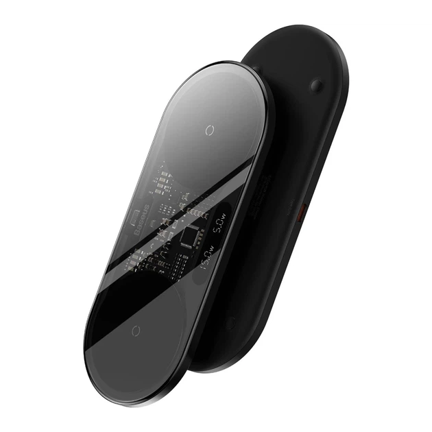 Беспроводное зарядное устройство Baseus Digital LED Display Universal Version 2-in-1 20W Black (WXSX010101) - Фото 2 Беспроводное зарядное устройство Baseus Digital LED Display Universal Version 2-in-1 20W Black (WXSX010101) - изображение 2