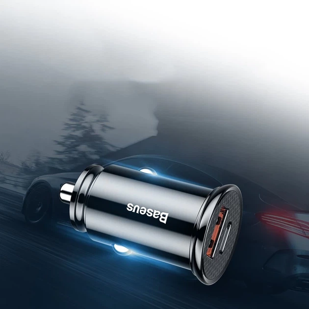 Автомобільний зарядний пристрій Baseus Circular Plastic 30W USB-A/USB-C Black (CCALL-YS01) - Фото 7 Автомобільний зарядний пристрій Baseus Circular Plastic 30W USB-A/USB-C Black (CCALL-YS01) - зображення 7