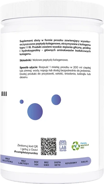 Дієтична добавка Osavi Гідролізований колаген типу I i III у порошку 600 г (5904139923146) - зображення 3