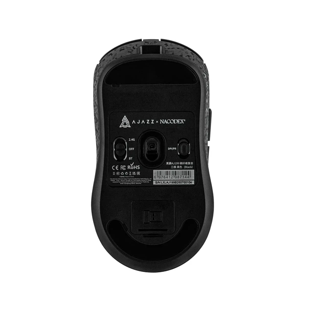 Ігрова безповідна мишка Ajazz AJ199 Carbon Fiber Black, сеснсор PAW3311, (2,4\Bluetooth\USB), 12000 DPI, 1000 Ггц, 58 г вага - зображення 6