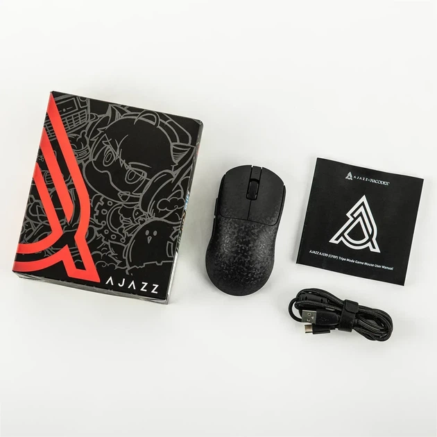 Ігрова безповідна мишка Ajazz AJ199 Carbon Fiber Black, сеснсор PAW3311, (2,4\Bluetooth\USB), 12000 DPI, 1000 Ггц, 58 г вага - зображення 8