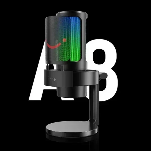 Микрофон Fifine AmpliGame A8 Black, Конденсаторный, Кардиоидный, USB подключения, Plug & Play, RGB подсветкой - Фото 3 Микрофон Fifine AmpliGame A8 Black, Конденсаторный, Кардиоидный, USB подключения, Plug & Play, RGB подсветкой - изображение 3