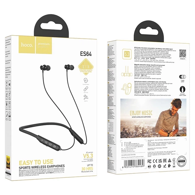 Бездротові Bluetooth навушники HOCO ES64 Easy Sound Black - Фото 4 Бездротові Bluetooth навушники HOCO ES64 Easy Sound Black - зображення 4