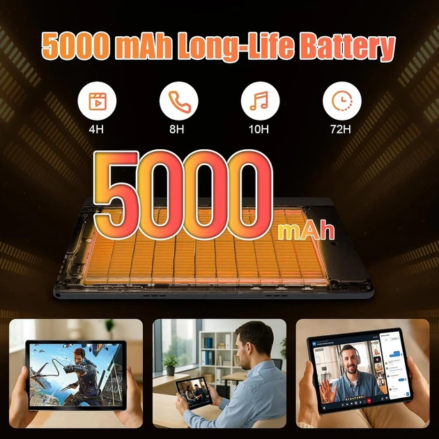 Планшет 10.1” Aumi C109 (4+20)/128Gb 8 ядер Android 15 Черный - изображение 6