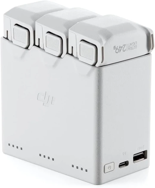 Зарядная станция DJI Mini 3 PRO / 30W / USB-C / Двусторонняя / 3 аккумулятора / Серый (CP.MA.00000500.01) Б/В - изображение 3