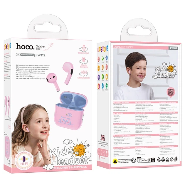 Бездротові Дитячі Bluetooth навушники HOCO EW112 TWS з мікрофоном, до 4 годин роботи Pink - зображення 4