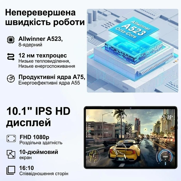 Планшет 10.1" DMOAO D3 4+14/128Gb 8 ядер Android 14 6000 mAh Blue - изображение 6