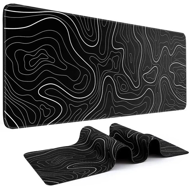 Килимок для миші 900х400х2 мм. Black Contour, черный с линиями, из ткани и резины, Control-поверхность, прошитые края - изображение 2