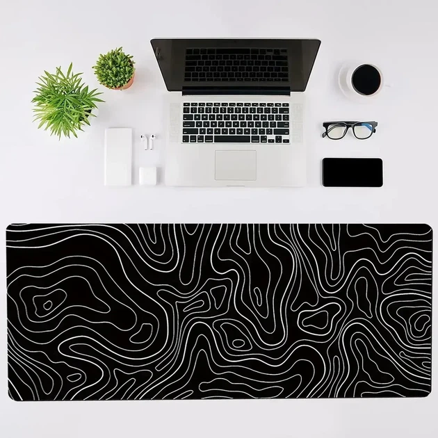 Килимок для миші 900х400х2 мм. Black Contour, черный с линиями, из ткани и резины, Control-поверхность, прошитые края - изображение 3