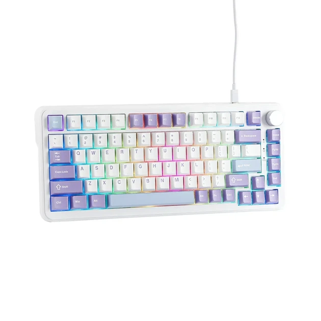 Магнитная клавиатура Ajazz AK820 Max HE White Purple, Hall Effect, Rapid Trigger, 8000 Гц опроса, RGB подсветки - Фото 3 Магнитная клавиатура Ajazz AK820 Max HE White Purple, Hall Effect, Rapid Trigger, 8000 Гц опроса, RGB подсветки - изображение 3