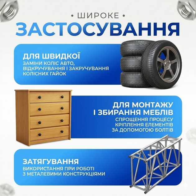 Ударный гайковерт на аккумуляторе с дополнительными насадками 25 штук и 2 АКБ в кейсе синий - изображение 2