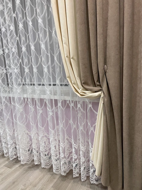 Тюль 3 м х 2.50 м Dalin із розкішною вишивкою молочний - Фото 6 Тюль 3 м х 2.50 м Dalin із розкішною вишивкою молочний - зображення 6