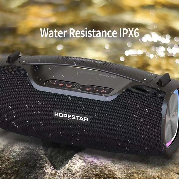 Портативна бездротова Bluetooth колонка Hopestar A6X |BT5.0, 55W, TWS, AUX/TF/USB, 4h, IPX6| Black - изображение 4
