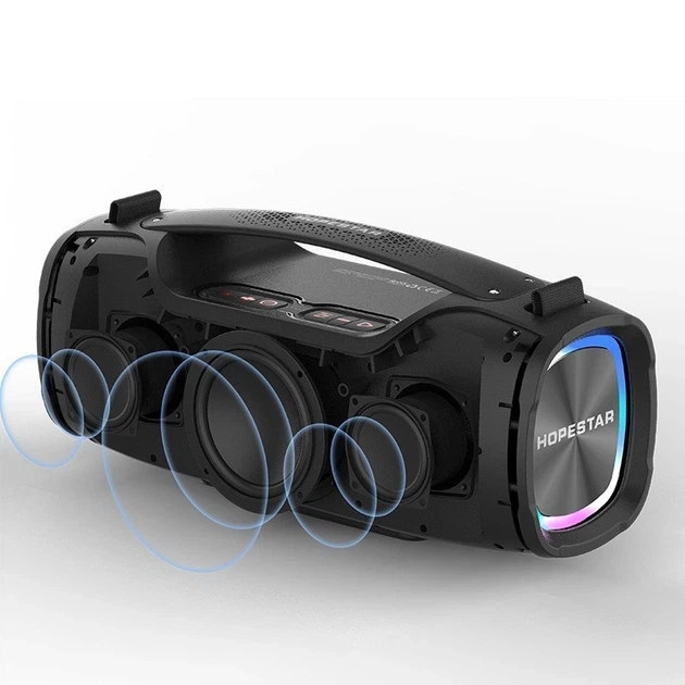 Портативна бездротова Bluetooth колонка Hopestar A6X |BT5.0, 55W, TWS, AUX/TF/USB, 4h, IPX6| Black - изображение 8