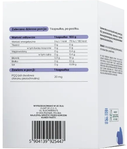 Suplement diety Osavi PQQ 20 mg 30 kapsułek wegańskich (5904139925447) - obraz 2