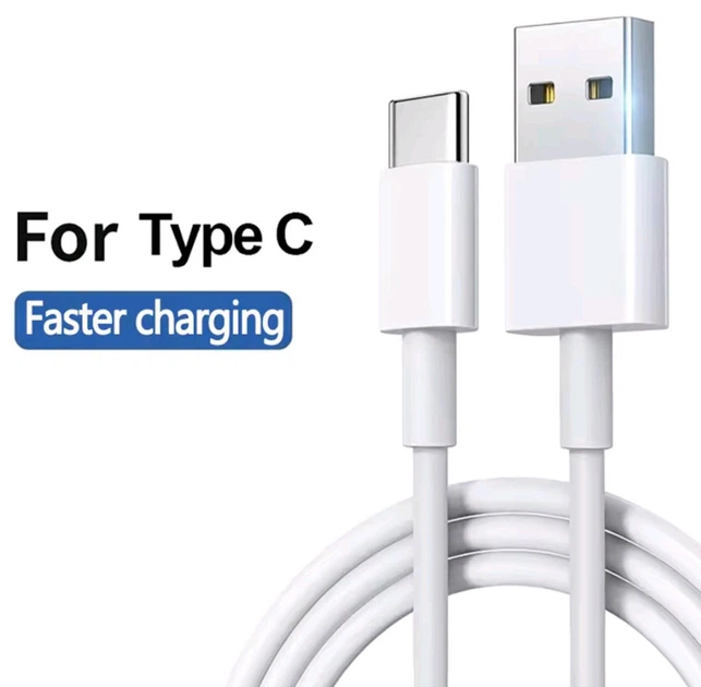 Кабель Type-c - USB для швидкого заряджання смартфонів \ 1,3 метра \ Білий - Фото 2 Кабель Type-c - USB для швидкого заряджання смартфонів \ 1,3 метра \ Білий - зображення 2