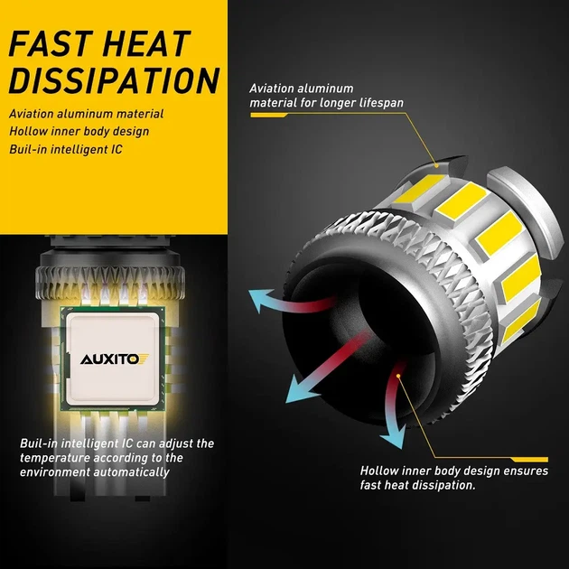 2 шт LED-лампы для авто AUXITO T10 W5W 6500K, Canbus - изображение 4