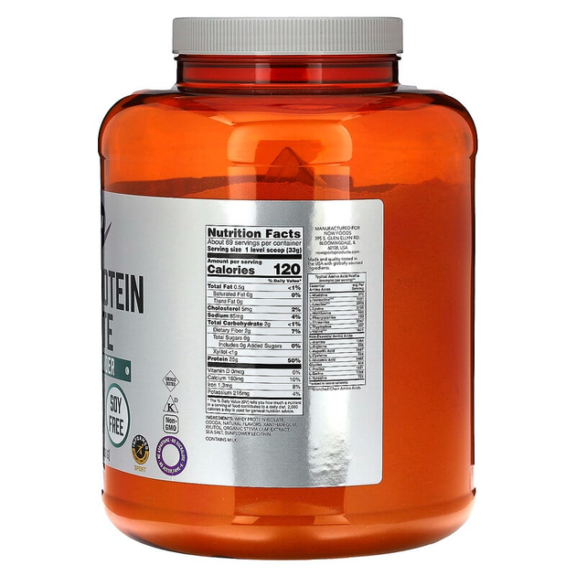 Ізолят сироваткового протеїну NOW Foods, Sports "Whey Protein Isolate" смак голландського шоколаду (2268 г) - зображення 2