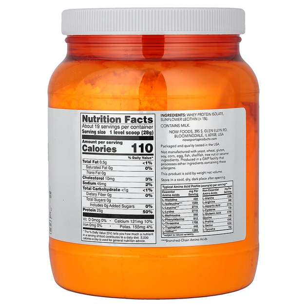 Изолят сывороточного протеина NOW Foods Sports "Whey Protein Isolate" без добавок, в порошке (544 г) - изображение 2