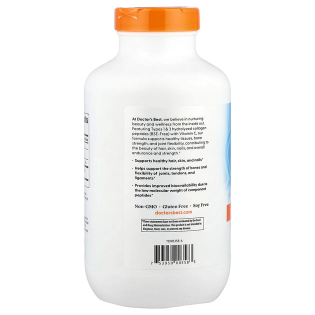 Бичачий колаген з пептаном Doctor's s Best "Collagen Types 1 & 3 with Peptan" гідролізований типів 1 та 3, 1000 мг (540 таблеток) - Фото 3 Бичачий колаген з пептаном Doctor's s Best "Collagen Types 1 & 3 with Peptan" гідролізований типів 1 та 3, 1000 мг (540 таблеток) - зображення 3
