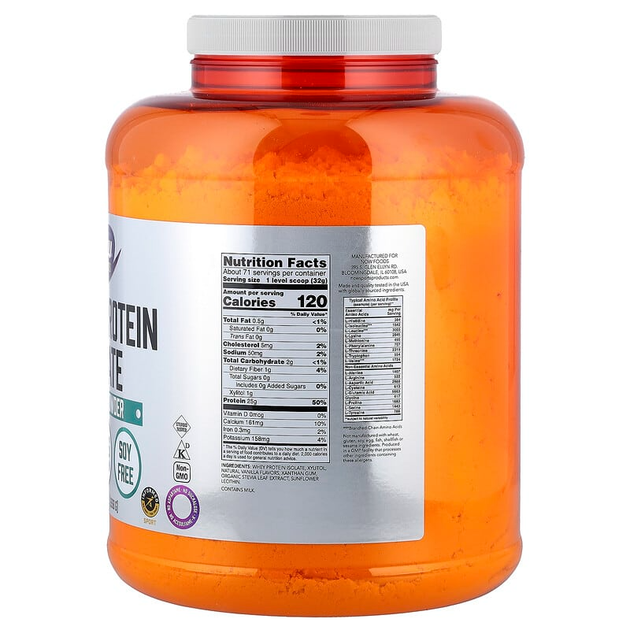 Ізолят сироваткового протеїну NOW Foods Sports "Whey Protein Isolate" зі смаком ванілі (2268 г) - зображення 2