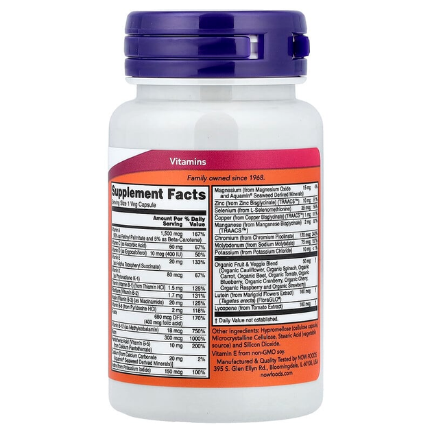 Мультивитамины и минералы NOW Foods "Daily Vits" со смесью фруктов и овощей (30 капсул) - изображение 2
