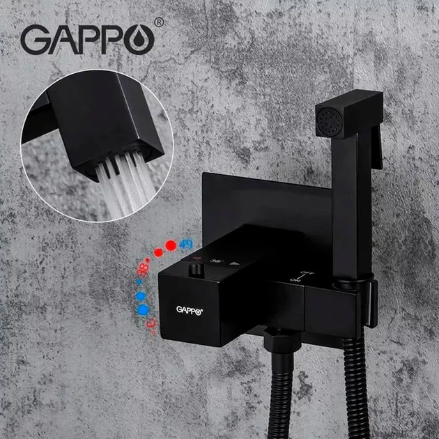 Вбудований гігієнічний душ із термостатом Gappo G7207 60 чорний - зображення 2