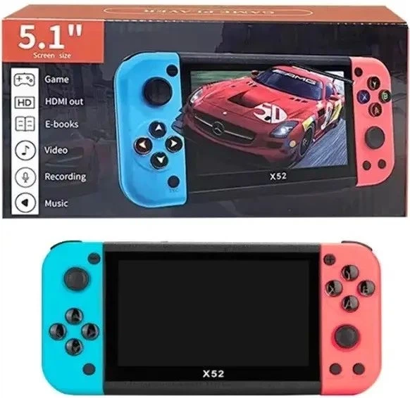 Портативна ігрова консоль PSP X52 5.1 дюйма, ретро приставка з підтримкою PS1 NES GBA Sega MAME, ігрова консоль з великим екраном та акумулятором - изображение 2