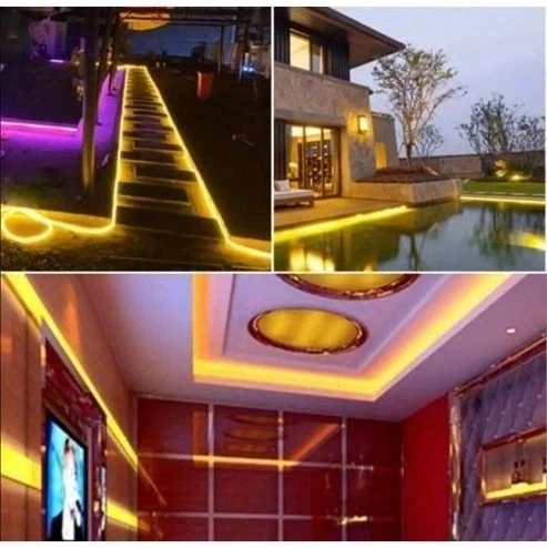LED NEON стрічка 5м 12В силіконова неонова стрічка гнучка вологозахищена підсвітка для інтер'єру та вулиці контурна LED підсвітка для вивісок декору фасаду меблів з блоком живлення - изображение 6