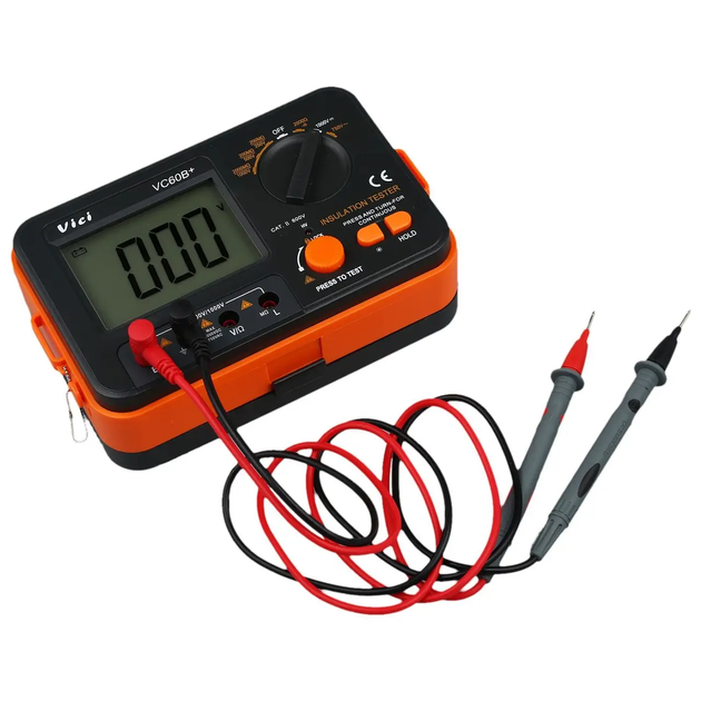 Цифровой тестер изоляции VICI VC60B+ мегомметр 250/500/1000V с подсветкой и сигнализацией высокого напряжения Черный - изображение 3