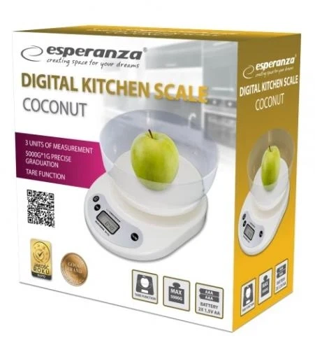 Ваги кухонні Esperanza EKS007 Coconut - Фото 2 Ваги кухонні Esperanza EKS007 Coconut - зображення 2