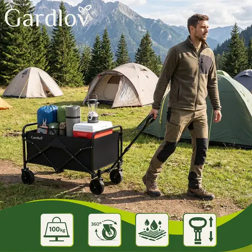 Сложная садовая тележка 100 кг / 90 л Gardlov 27542 — универсальный туристический тачок для дачи, пляжа и перевозок - Фото 3 Сложная садовая тележка 100 кг / 90 л Gardlov 27542 — универсальный туристический тачок для дачи, пляжа и перевозок - изображение 3