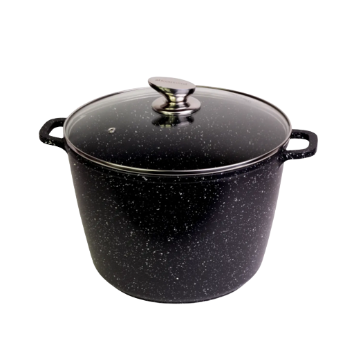 Каструля литий алюміній глибока 10л 28*20см скляна кришка а/п Black marble 4408 KAMILLE - Фото 1 Каструля литий алюміній глибока 10л 28*20см скляна кришка а/п Black marble 4408 KAMILLE - зображення 1