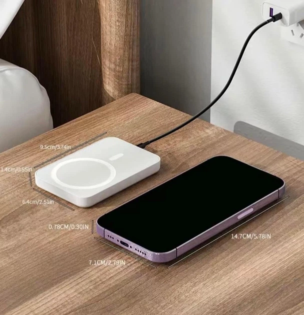 Магнітний Power Bank MagSafe , ємність 5000 mAh, бездротове заряджання, захист від перегріву та перезаряджання - зображення 2