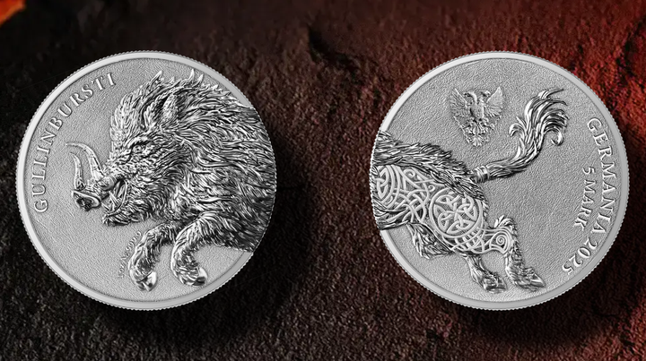 Срібна монета Gullinbursti Кабан Вепр серії "Чудовиська Німеччини" Germania Mint 2025 - зображення 7