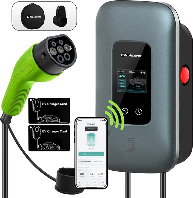 Stacja ładowania Qoltec EV Charging Station Type2 3 phases 22kW 32A Wallbox 5m (5901878527239) - obraz 2