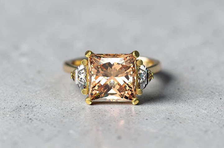 Каблучка золота "Грація" 585 проби з Цитріном та фіанітами 2022/43 - Фото 3 Каблучка золота "Грація" 585 проби з Цитріном та фіанітами 2022/43 - изображение 3