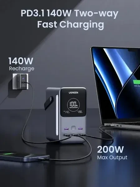 Портативний зарядний пристрій (Power Bank) UGREEN 48000 mAh / 300W - Фото 4 Портативний зарядний пристрій (Power Bank) UGREEN 48000 mAh / 300W - зображення 4