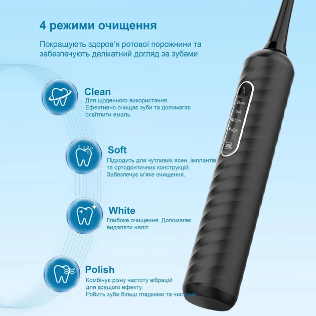 Щітка-іригатор 3-в-1 GrinTec K26, чорний - Фото 7 Щітка-іригатор 3-в-1 GrinTec K26, чорний - изображение 7