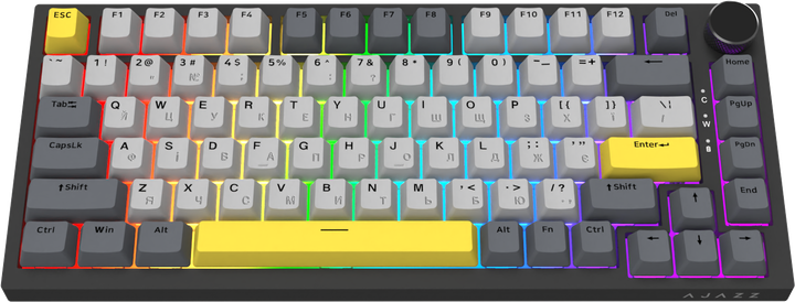 Дротова механічна клавіатура Ajazz AK820 Sea Salt Switch Black (AK820-SS-BGY) - зображення 2