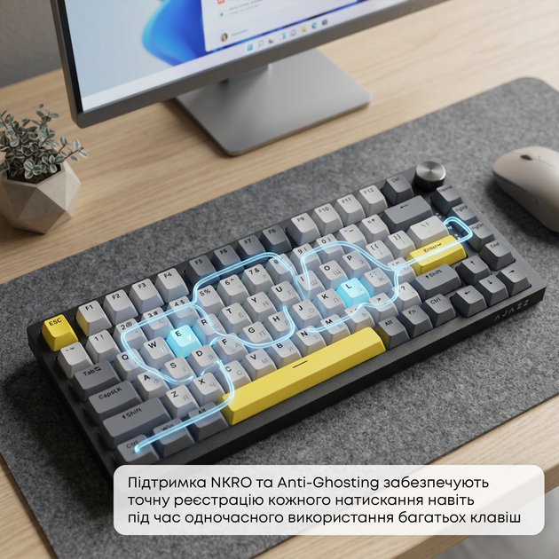 Дротова механічна клавіатура Ajazz AK820 Sea Salt Switch Black (AK820-SS-BGY) - зображення 15