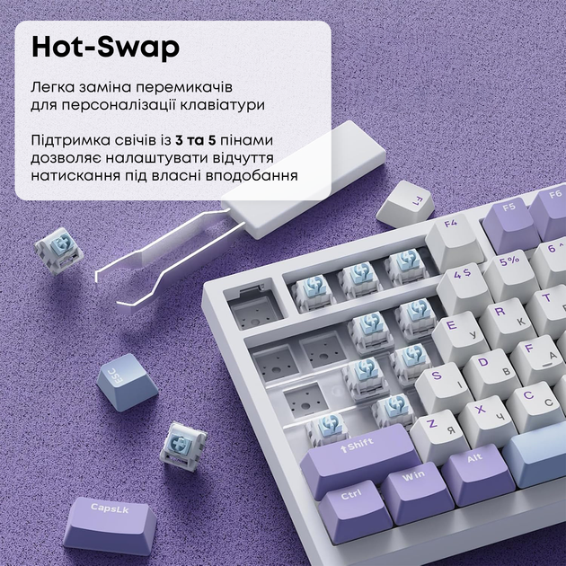 Дротова механічна клавіатура Ajazz AK820 Sea Salt Switch White (AK820-SS-PWB) - изображение 11