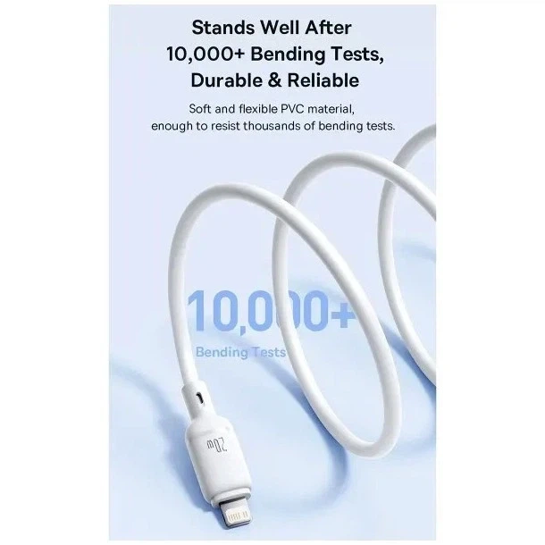 Кабель Baseus Silky Series Cable Type-C to Lightning 20W 2m P10377700213-01 White - Фото 6 Кабель Baseus Silky Series Cable Type-C to Lightning 20W 2m P10377700213-01 White - изображение 6